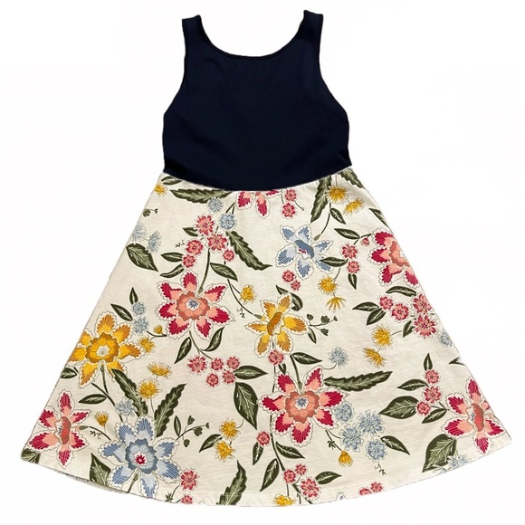 💙🌺 Old Navy Fit & Flare Tank Dress | Navy Top | Floral Skirt | Large (10-12) - Picture 1 of 9